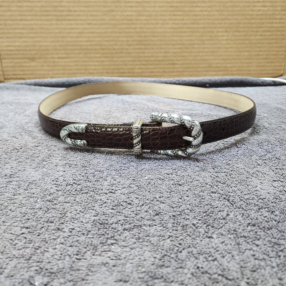 Brighton brown leather belt with silver buckle new L 44509 b50